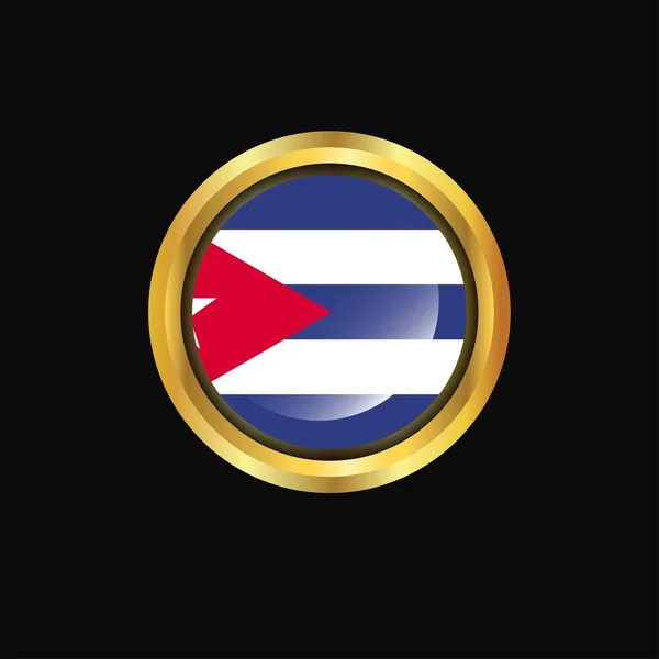 Bandiera Cuba Pulsante Oro — Vettoriale Stock