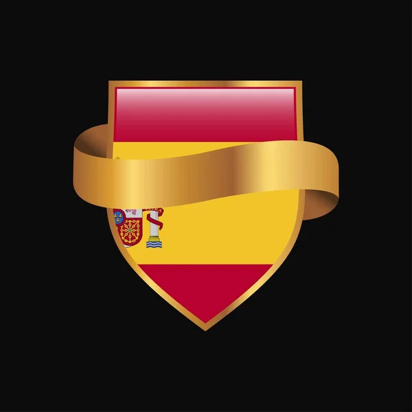 Spanien Flagga Golden Badge Design Vektor — Stock vektor