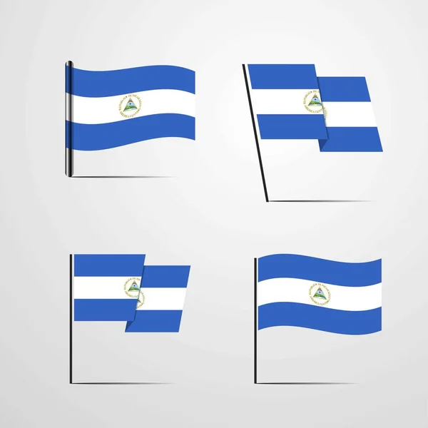 Bandera Nicaragua Icono Vector Ilustración — Archivo Imágenes Vectoriales