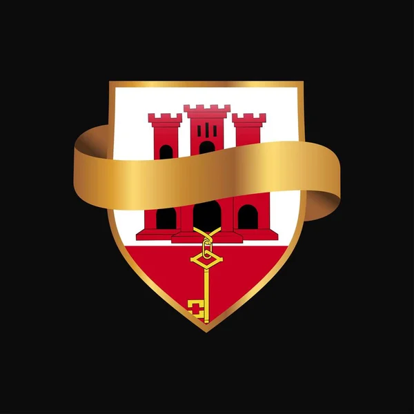 Bandera Gibraltar Golden Badge Design Vector — Archivo Imágenes Vectoriales