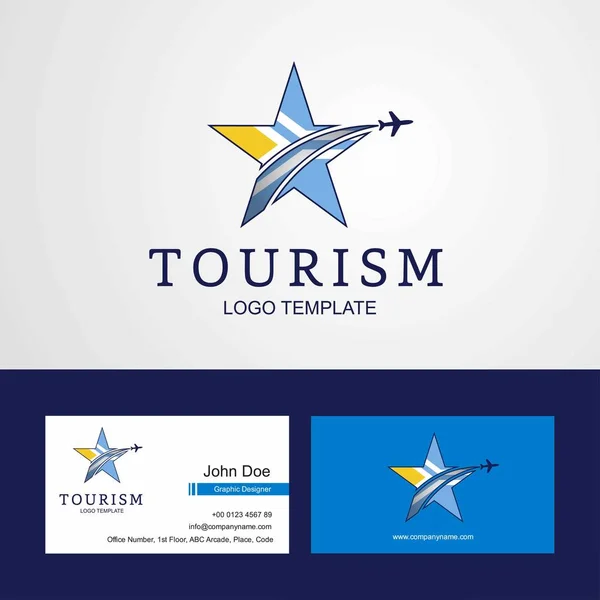 Travel Tuva Flag Creative Star Logo Business Card Design — Stock Vector
