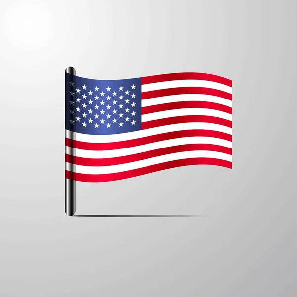 Estados Unidos América Acenando Com Vetor Design Shiny Flag —  Vetores de Stock
