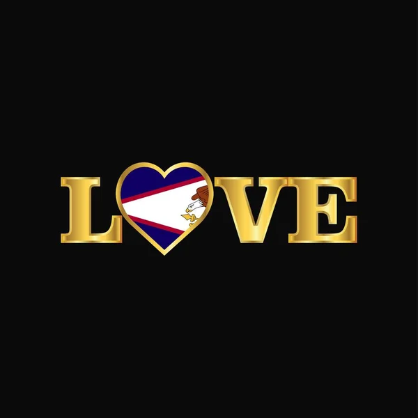 Golden Love Tipografía Samoa Americana Diseño Bandera Vector — Archivo Imágenes Vectoriales