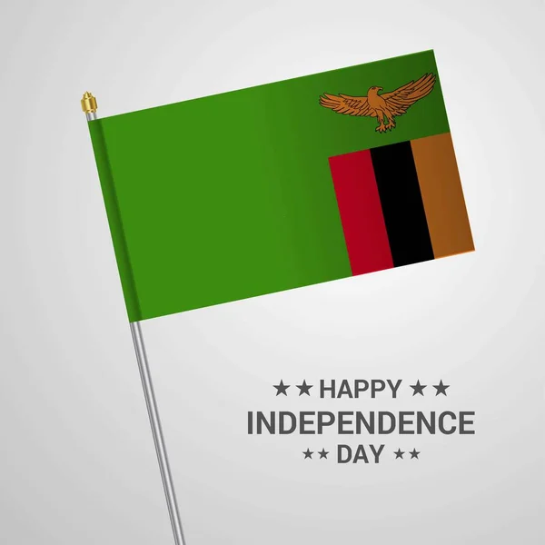 Zâmbia Dia Independência Projeto Tipográfico Com Vetor Bandeira — Vetor de Stock