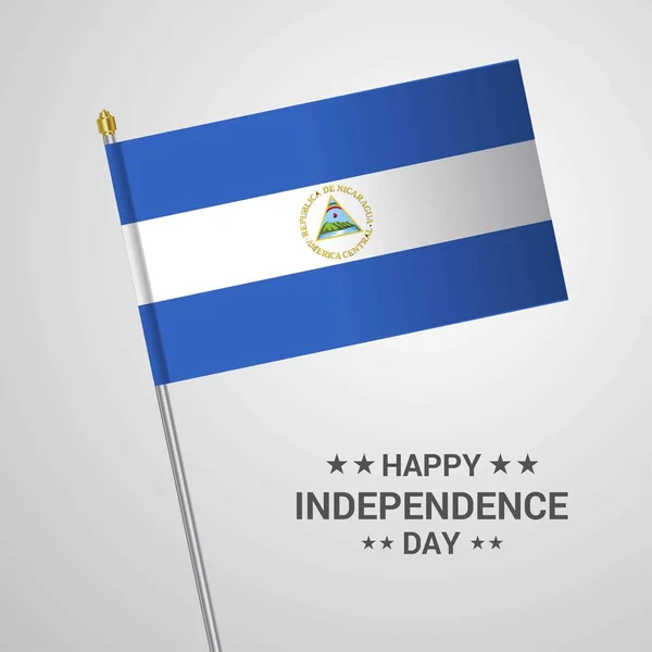 Projeto Tipográfico Dia Independência Nicarágua Com Vetor Bandeira —  Vetores de Stock