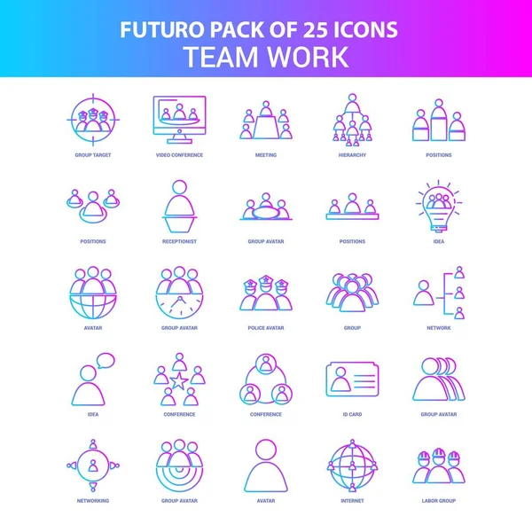 Mavi Pembe Futuro Takım Icon Pack — Stok Vektör