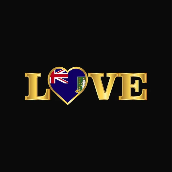 Golden Love Typographie Jungfräuliche Inseln Flag Design Vektor — Stockvektor