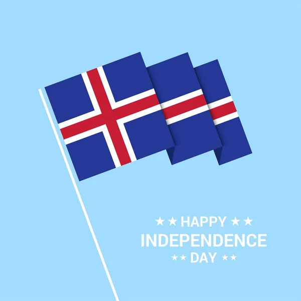 Islândia Dia Independência Projeto Tipográfico Com Vetor Bandeira — Vetor de Stock