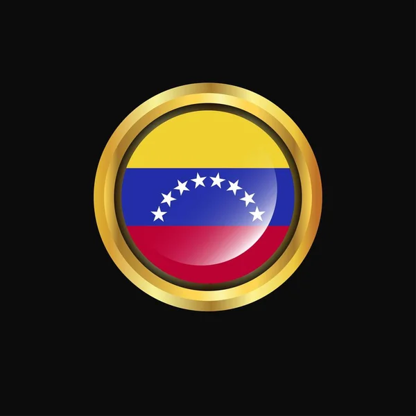 Venezuela Bandeira Botão Dourado — Vetor de Stock