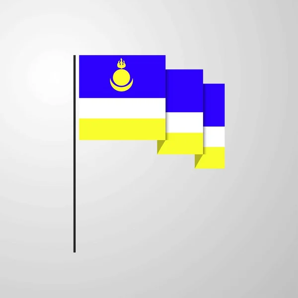 Burjatien Viftande Flagga Kreativ Bakgrund — Stock vektor