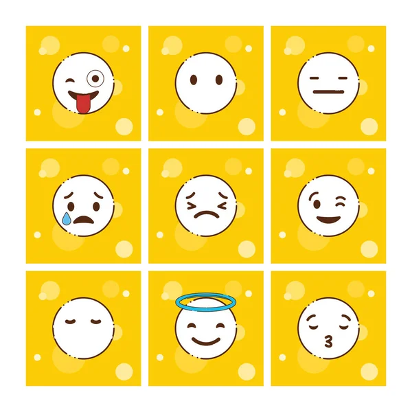 Uppsättning Gula Emojis Design Vektor — Stock vektor