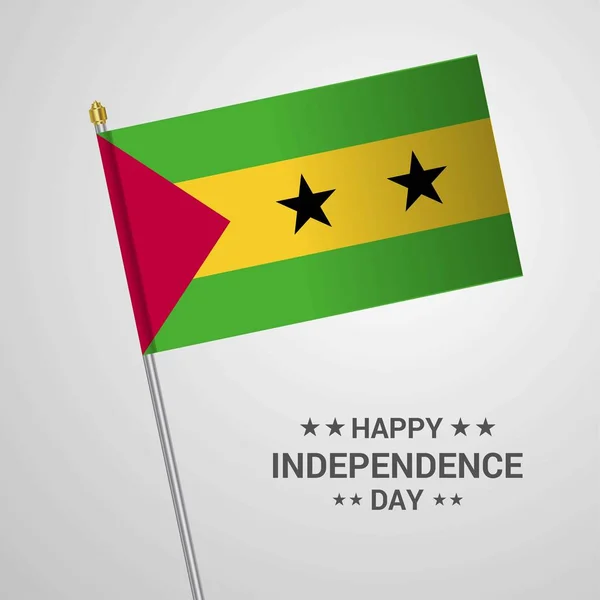 Sao Tomé Principe Jour Indépendance Conception Typographique Avec Vecteur Drapeau — Image vectorielle