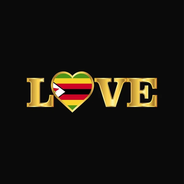 ゴールデン愛タイポグラフィ ジンバブエの国旗デザイン ベクトル — ストックベクタ