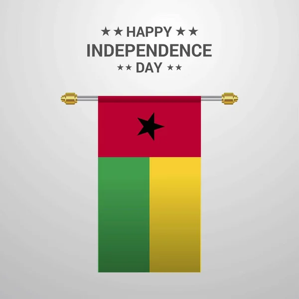 Guinée Bissau Jour Indépendance Pendaison Drapeau Fond — Image vectorielle