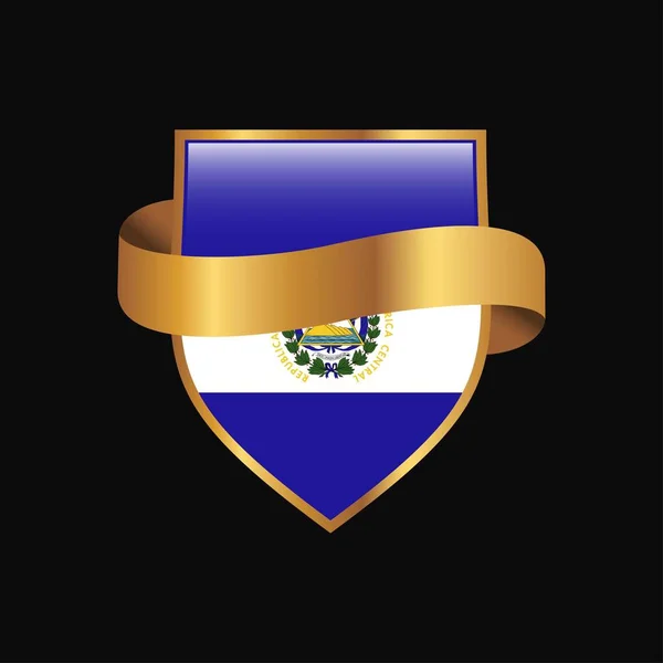 Salvador Flagga Golden Badge Design Vektor — Stock vektor