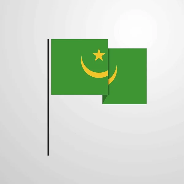 Mauritania Ondeando Vector Diseño Bandera — Vector de stock