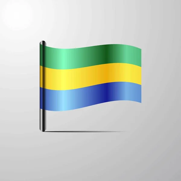 Gabon Agitant Drapeau Brillant Design Illustration Vectorielle — Image vectorielle