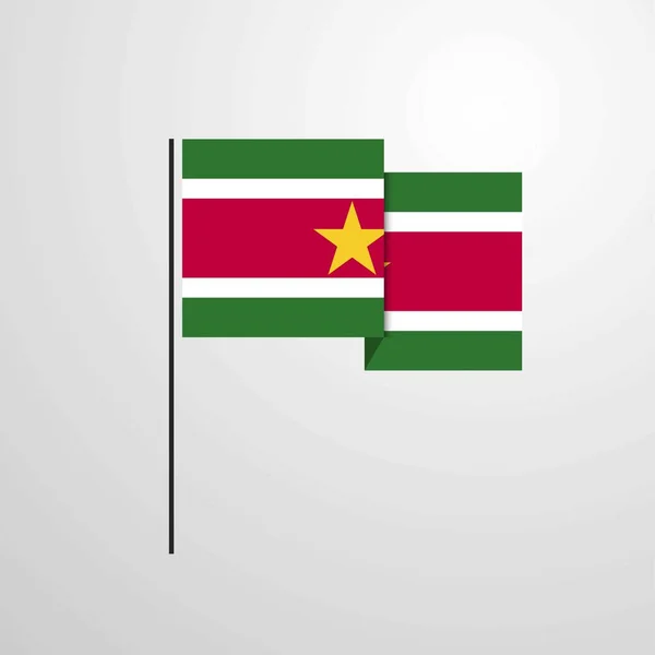 Surinam Ondeando Bandera Diseño Vector — Vector de stock