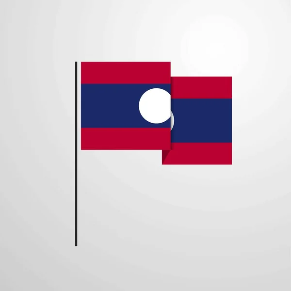 Laos Zwaaien Vlag Ontwerpen Vector — Stockvector