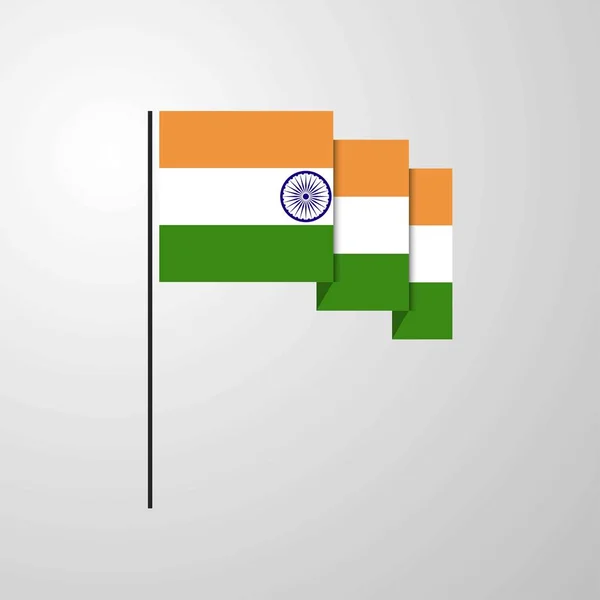 Hindistan Dalgalanan Bayrak Yaratıcı Arka Plan — Stok Vektör