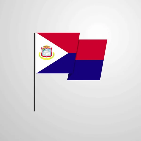 Saint Martin Ondeando Vector Diseño Bandera — Archivo Imágenes Vectoriales