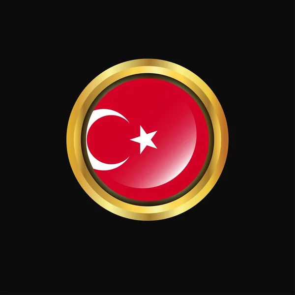 Flaga Turcja Złoty Przycisk — Wektor stockowy