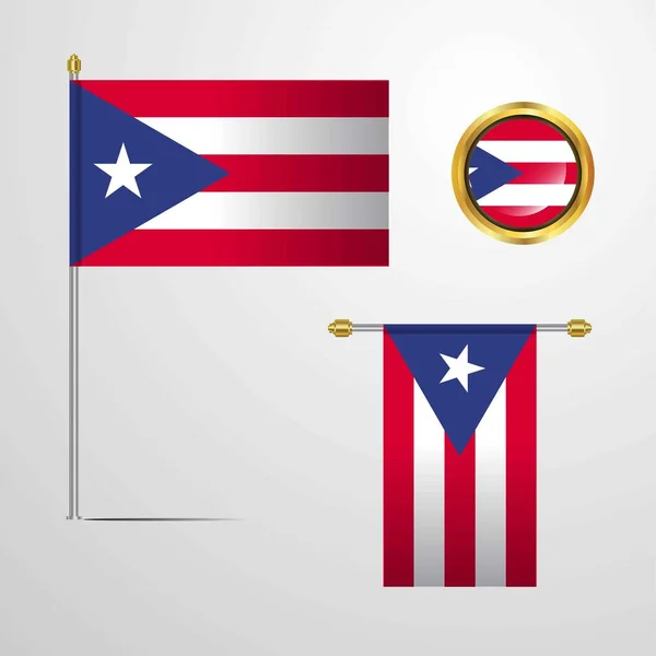 Puerto Rico Flaga Ikona Ilustracja Wektorowa — Wektor stockowy
