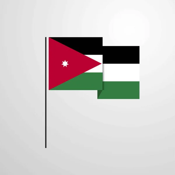 Jordanien Schwenkt Flagge — Stockvektor