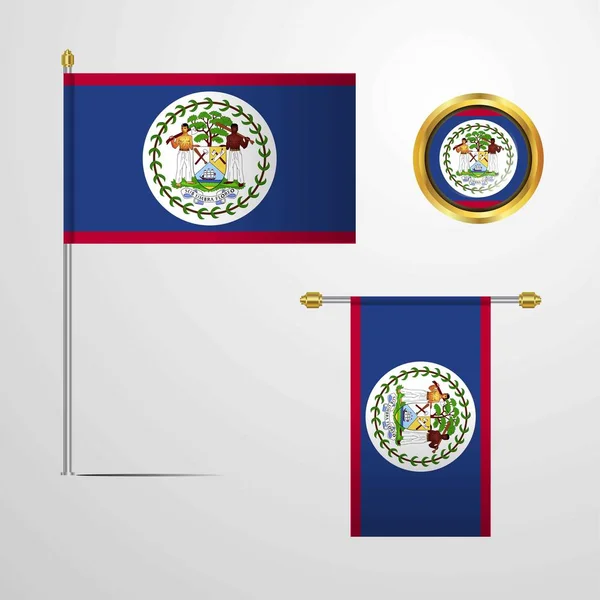 Belize Flag Icon Vector Illustration — Stock Vector