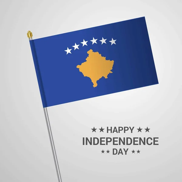 Desain Tipografi Hari Kemerdekaan Kosovo Dengan Vektor Bendera - Stok Vektor