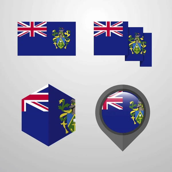 Pitcairn Islnand Bandera Diseño Conjunto Vector — Vector de stock