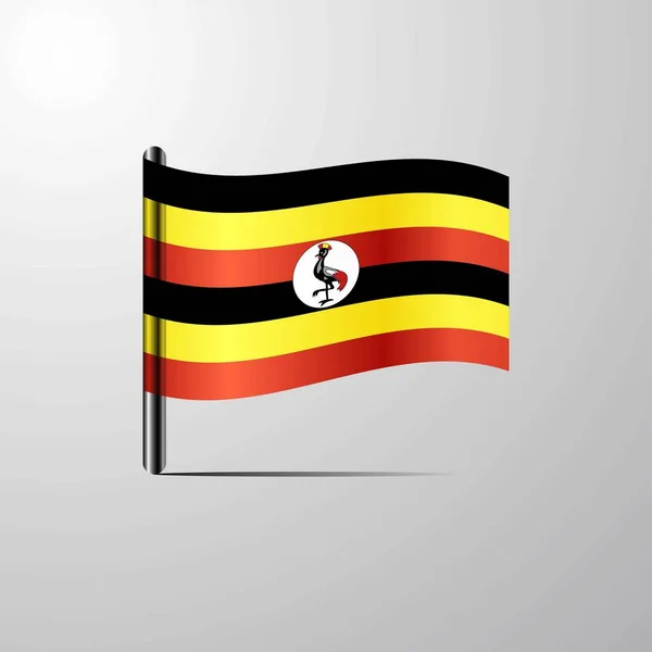 Uganda Waving Shiny Flag Design Vector — Stock Vector