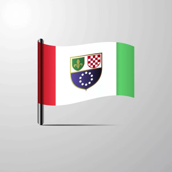 Bosznia Hercegovina Integetett Fényes Zászló Design Vektor — Stock Vector