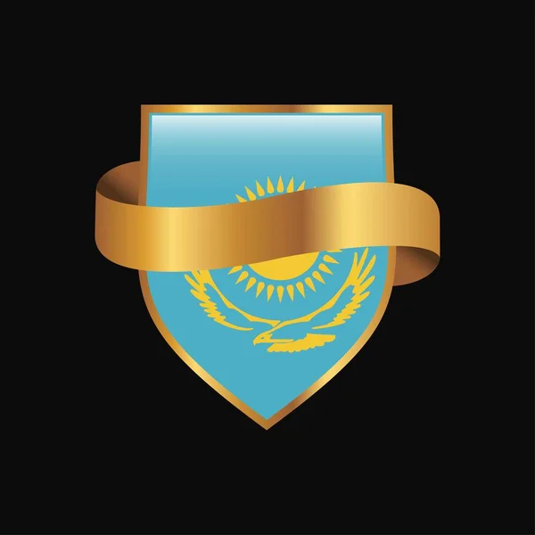 Bandera Kazajstán Golden Badge Design Vector — Vector de stock