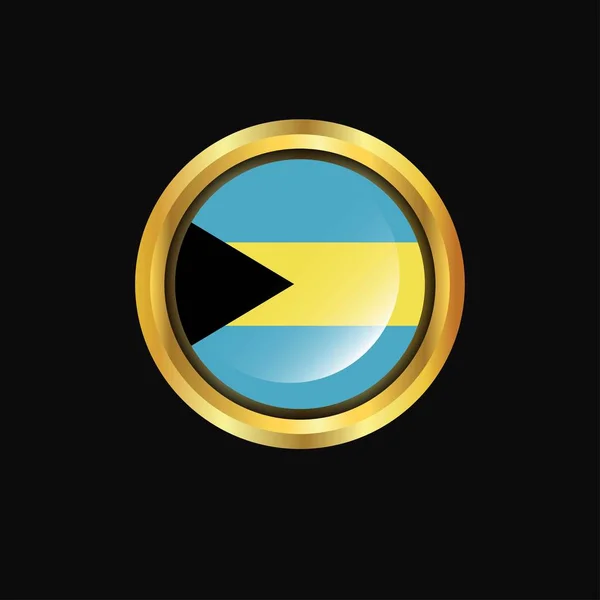Bandera Bahamas Botón Dorado — Vector de stock