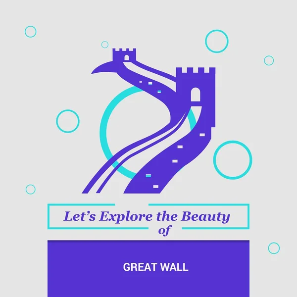 Lassen Sie Uns Die Schönheit Der Großen Mauer Chinas Nationale — Stockvektor