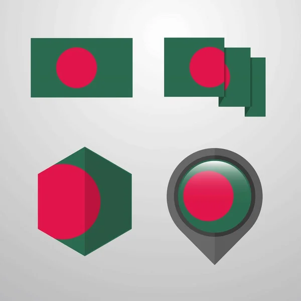 Bangladesh Flagge Design Set Vektor — Stockvektor