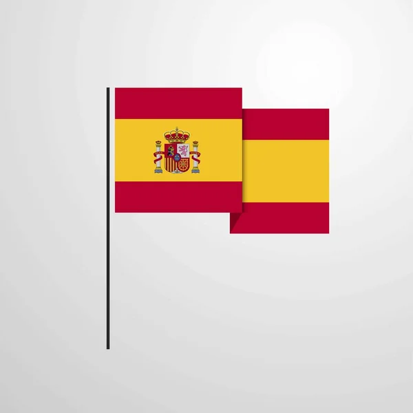 España Ondeando Bandera Diseño Vector — Vector de stock