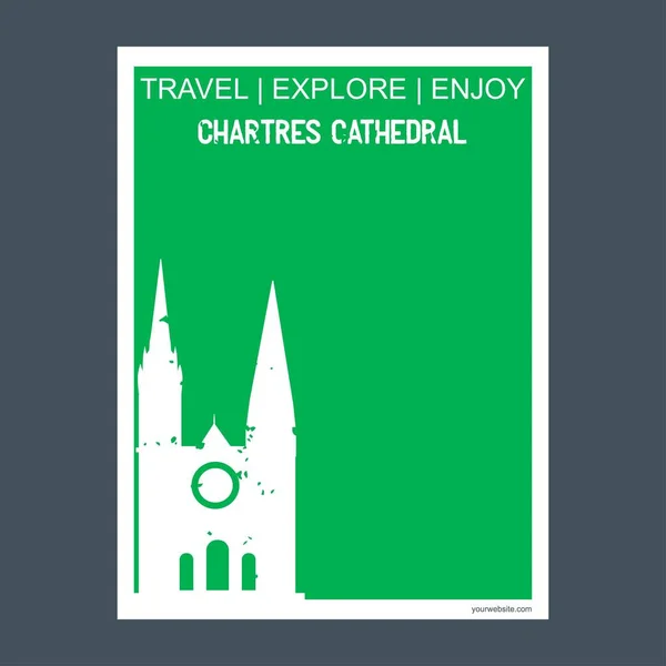Chartres Cathedral Chartres Francia Depliant Storico Monumento Stile Piatto Tipografia — Vettoriale Stock