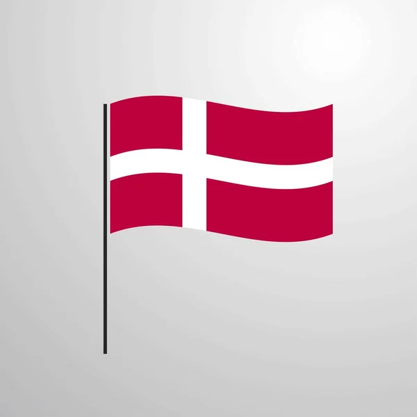 Integetett Zászló Vektoros Illusztráció Dánia — Stock Vector