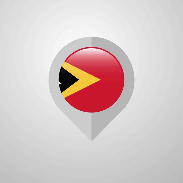 Mapa Puntero Navegación Con Vector Diseño Bandera Timor Oriental — Archivo Imágenes Vectoriales