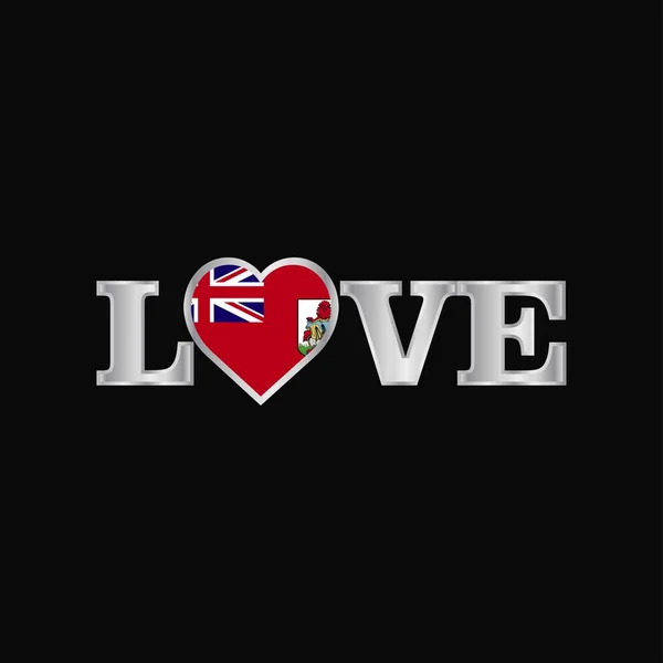 Love Typography Bermuda Flag Design Vector — Stock Vector