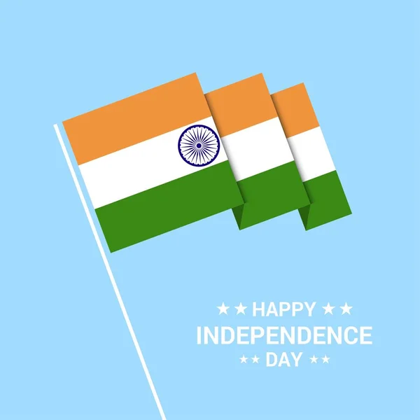 India Independence Day Typographic Design Flag Vector — Stock Vector