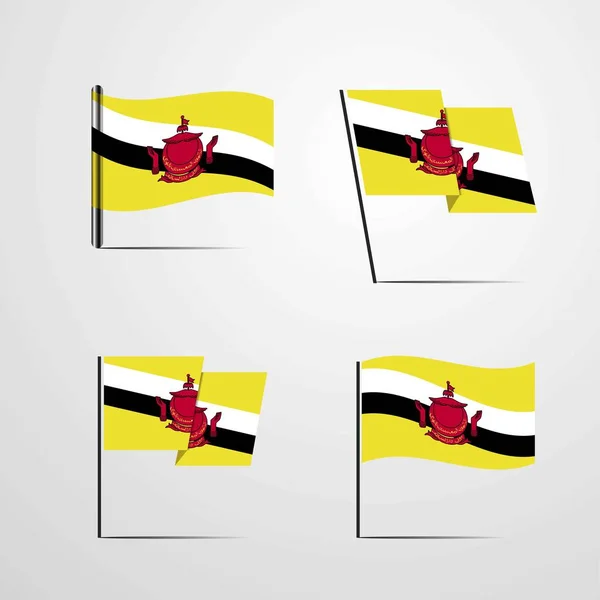 Brunei Flaga Ikona Ilustracja Wektorowa — Wektor stockowy