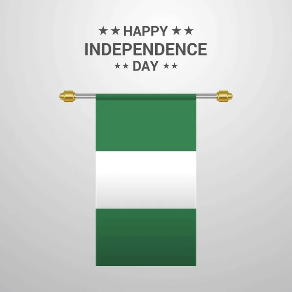 Nigeria Independence Day Hanging Flag Background — Stock Vector