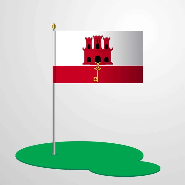 Gibraltar Flaggstång Vektorillustration — Stock vektor