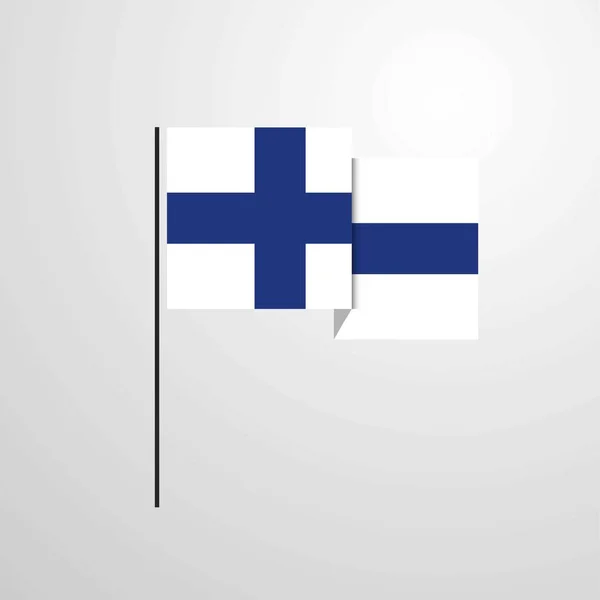 Finlandia Macha Flagą Projekt Wektor — Wektor stockowy