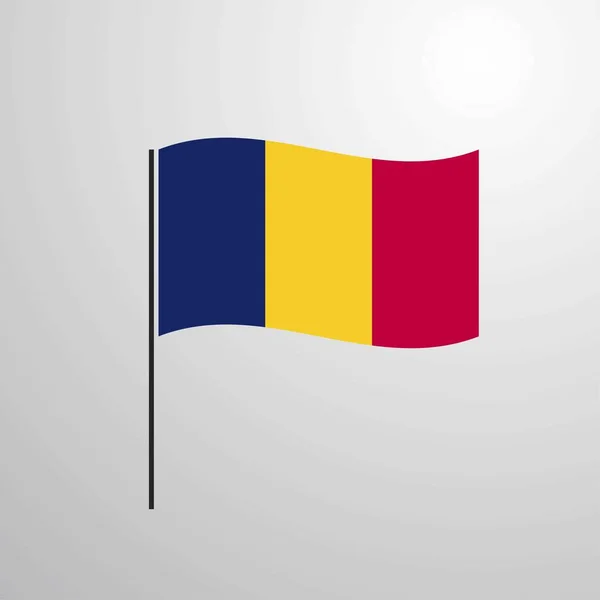 Tchad Viftar Flagga Vektorillustration — Stock vektor
