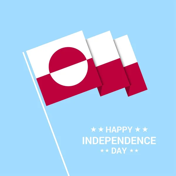 Bayrak Vektör Ile Grönland Bağımsızlık Günü Tipografik Tasarım — Stok Vektör