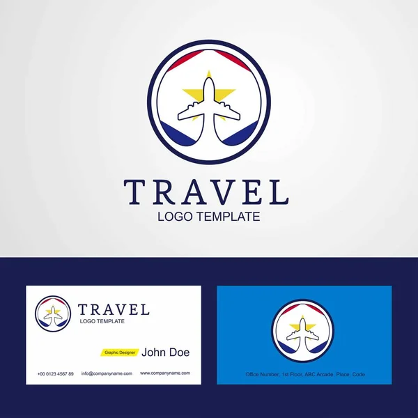 Ταξίδια Saba Creative Circle Σημαία Σχεδιασμός Λογότυπου Και Επαγγελματική Κάρτα — Διανυσματικό Αρχείο